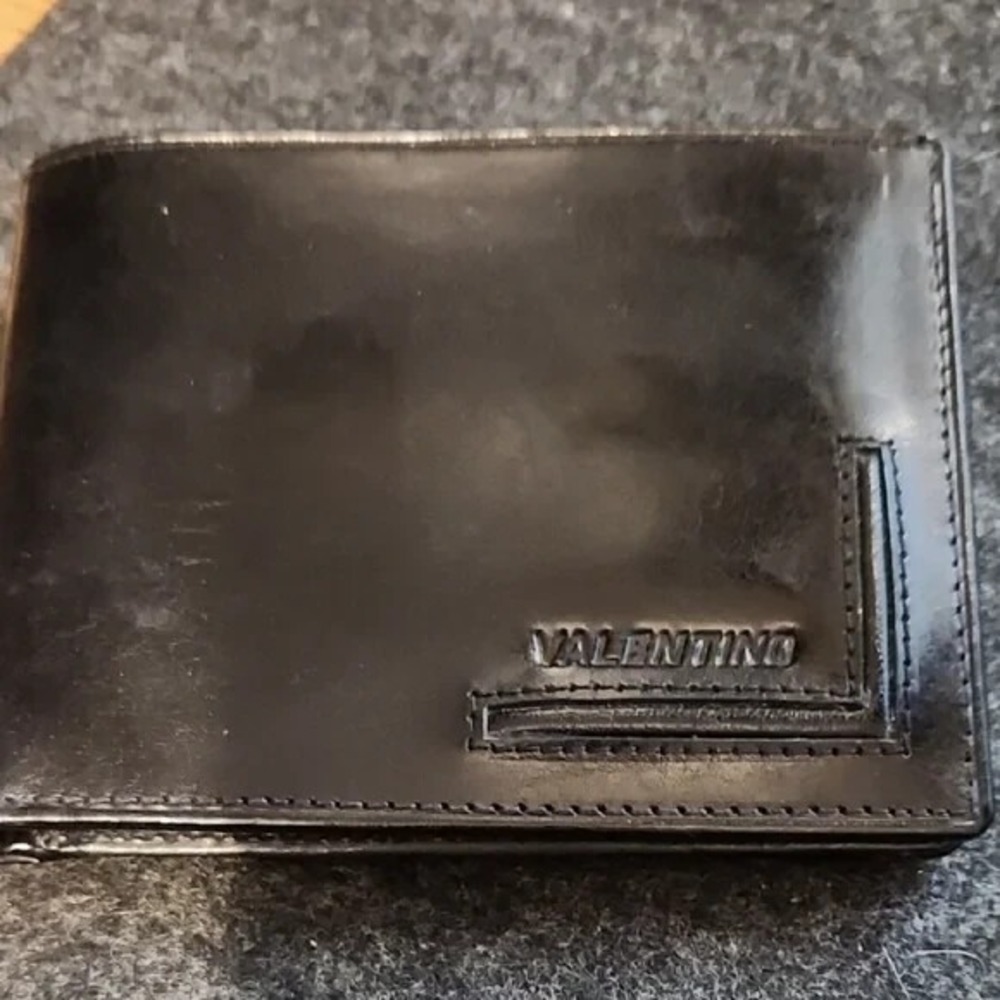 Black Valentino Mens Slim Wallet